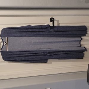 Blue White Stripe Long Blue Cardigan L